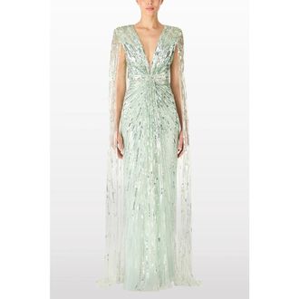 Jenny Packham Gold Rush Gown in Lagoon at Nordstrom, Size 14 Uk