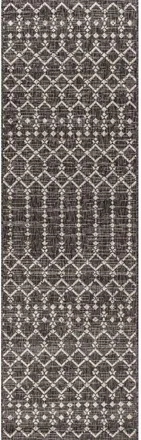 Jonathan Y Designs Ourika Moroccan Geometric Textured Weave Indoor/Outdoor Area Rug in Black/gray at Nordstrom, Size 2Ft 0In X 8Ft 0In