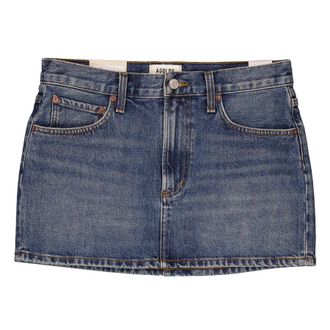 A Gold E Alek Mini Cotton Denim Skirt, Waist Size 25