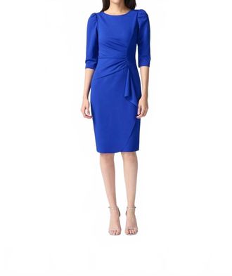 Joseph Ribkoff Scuba Crepe Boat Neckline Midi Sheath Dress In Royal Sapphire