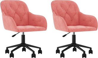 vidaXL Sedie Da Pranzo Girevoli 2 Pz Rosa In Velluto Vidaxl