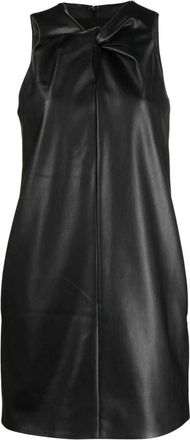 Proenza Schouler Twist-Front Mouwloze Midi Jurk - Dames - Korte kleedjes - Zwart - M - Leer - Kleedjes