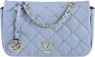 19V69 Gewatteerde Schoudertas met Studs en Kettingriem - Dames - Tassen - Blauw - Maat: ONE Size