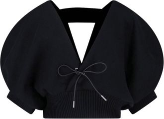 sacai Black V-Neck Cotton Blend Cardigan