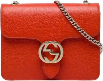 Gucci Pre-owned Vintage Crossbody Bag - Dames - Vintage Schoudertas - Oranje - ONE Size - Leer - Vintage