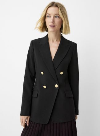 Contemporaine Womens Crest buttons stretch twill Blazer Jacket