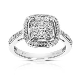 Vir Jewels 1/2 cttw Lab Grown Diamond Ring in Sterling Silver For Women