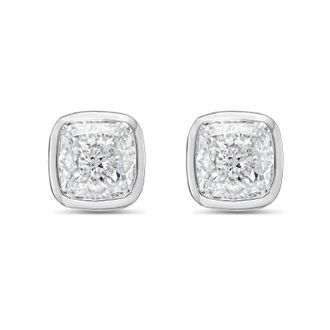 Diana M. Jewels 14KT WHITE GOLD LAB GROWN CUSHION CUT STUDS IN A BEZEL SETTING WEIGHING 10.00 CTS TW
