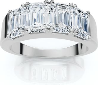 Pompeii3 2 1/4Ct Tetrad Diamond Ring Emerald Cut Anniversary Band 14k Gold/Pt Lab Grown