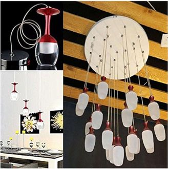 Trade Shop Lampadario 20 Pendenti Lampada Calice Rosso a Soffitto Luce Led Pendente Portalampada - - Trade Shop Traesio
