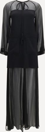 Forte_Forte FORTE_FORTE Georgette and cr&ecirc;pe Long Dress with bow and tassels Female II