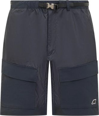 K-Way Korte Broeken, Heren, Blauw, 2Xl, Wijde shorts met karabijnriem