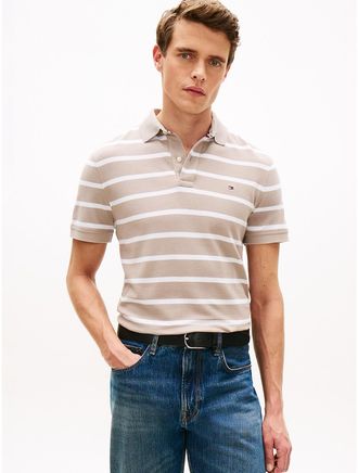 Tommy Hilfiger Mens Regular Fit Stripe Wicking Polo - Grey - XXXL