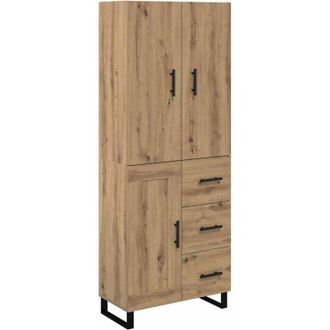 vidaXL Aparador Alto 2 Pcs Roble Artesanal 69,5 X 34 X 180 Cm Vidaxl