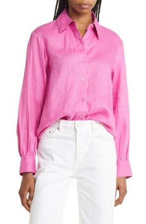& Other Stories Linen Button-Up Shirt in Pink at Nordstrom Rack, Size Medium