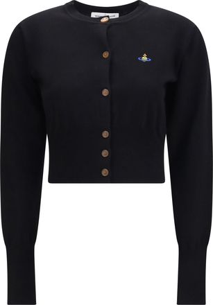 Vivienne Westwood Womens Cropped Cardigan Bea Black Cotton Sweater