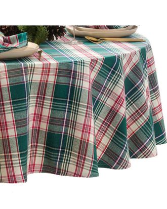 Elrene Holiday Fireside Plaid Tablecloth -Round