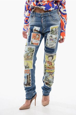 Dsquared2 Jeans BOOP TALES 642 Fit with All-Over Patch 16cm size 38