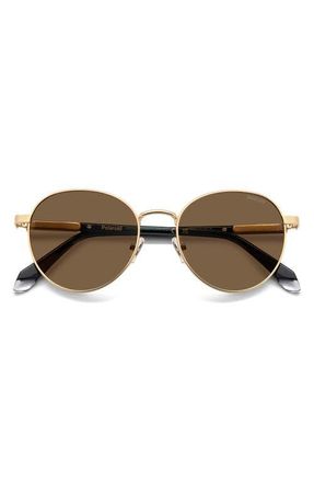 Polaroid 53mm Polarized Round Sunglasses in Matte Gold/Bronze at Nordstrom