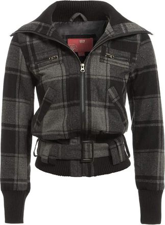 SS7 Womens Wool Jacket Ladies Coat Size 8 10 12 14 Black Grey Check New