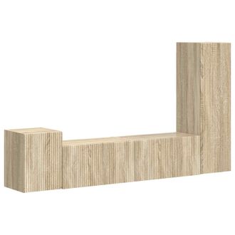 vidaXL Conjunto De Mueble De Tv Montaje En La Pared 4 Pcs Roble Sonoma Vidaxl