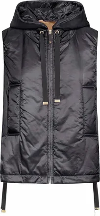 Max Mara Padded Vest With Hood In Waterproof Canvas