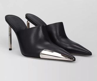 Off-white leather high heel mules