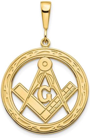 Diamond2Deal 10k Yellow Gold Polished Textured Masonic Symbol Pendant