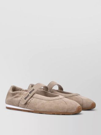 Miu Miu ballerina shoes round toe suede stitch