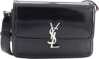 Saint Laurent Black Patent Leather Solferino Bag Medium