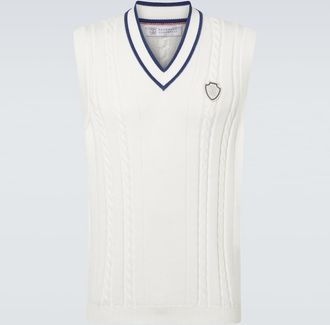Brunello Cucinelli Cable-knit embroidered cotton sweater vest