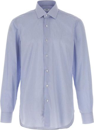 Barba Gestreken Poplin Overhemd - Heren - Zakelijke Overhemden - Blauw - 2XL - Katoen - Overhemden
