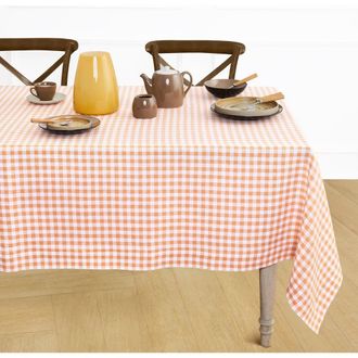 Solino Home Linen Tablecloth for Dining Table, Holiday and Everyday Dining Table Decor - Gingham Check in Apricot at Nordstrom, Size X-Small