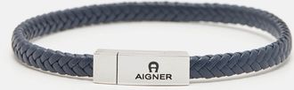 Aigner Leather Silver Tone Bracelet