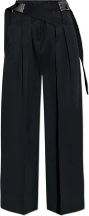 The Attico Wool Broeken - Dames - Wijde Broeken - Zwart - 2XS - Wol - Broeken