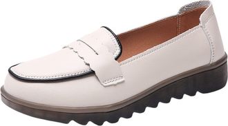 Generic Casual Women Shoes for Work Leather Shoes Anti Slip Women Single Shoes Comfortable to Work Women Shoe Fashion Shoes Land Shoes Classic (White, 5)