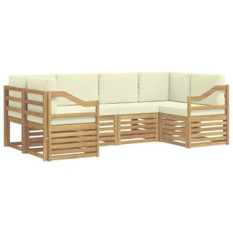 vidaXL Conjunto De Sof&aacute; Seccional 6 Pcs Blanco Y Crema Poli&eacute;ster Vidaxl