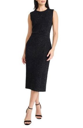 Maggy London Sleeveless Tinsel Knit Midi Dress in Black at Nordstrom Rack, Size 6