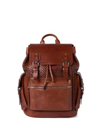 Brunello Cucinelli Zaino con dettaglio intrecciato - Marrone