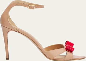 Ferragamo 95mm Roxy Leather Ankle-Strap Sandals