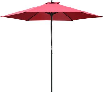 OUTSUNNY 2.8m Patio Umbrella Parasol Outdoor Table Umbrella 6 Ribs Wine Red | TJ Hughes