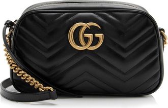 Gucci Black Matelasse Leather Gg Marmont Small Camera Bag (Authentic Pre- Loved)