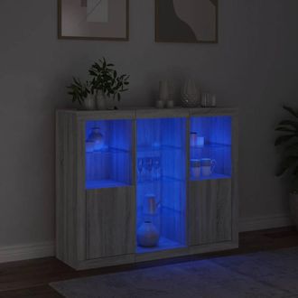 Berkfield Home Sideboards with LED Lights 3 pcs Grey Sonoma Engineered Wood