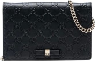 Gucci Pre-owned Cross Body Bags, female, Black, Size: ONE SIZE Pre-owned Leather Cross Body Bag