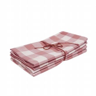 Heather Taylor Home Rosa Gingham Napkins Set In Pink