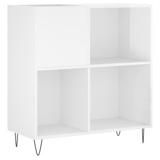 vidaXL Vidaxl - Mueble Discos Madera Contrachapada Blanco Brillo 84,5x38x89 Cm