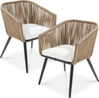 Best Choice Products Set of 2 Indoor Outdoor Patio Dining Chairs Woven Wicker Seating Set 250lb Capacity