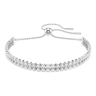Swarovski Unisex Matrix Tennisarmband Wit Gerhodineerd 5678252 - unisex - Armbanden - Grijs - ONE Size - Accessoires