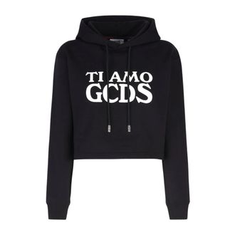 GCDS Ti Amo Crop Hoodie - Dames - Hoodies - Zwart - M - Katoen - Hoodies & sweatvesten