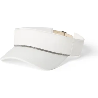 Brunello Cucinelli Nylon visor with shiny band in White at Nordstrom, Size X-Large